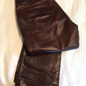 Brown Leather Bootcut Jeans